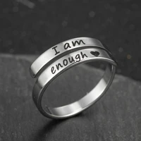 Personality I AM ENOUGH Rings Gold Silver Color Laser Engrave FAITH BLESSED HOPE LOVE Stainless Steel Jewelry For Women 1