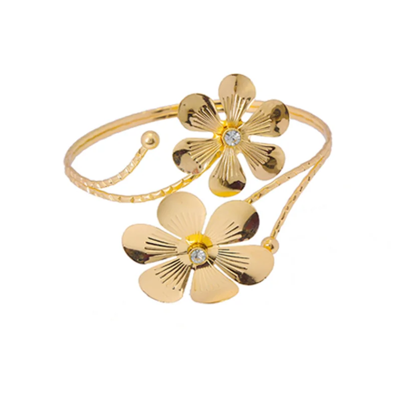 Boho Vintage Gold Silver Color Flower Arm Bracelet Open Armband Cuff Bangle Butterfly India Women Jewelry Costume Accessories