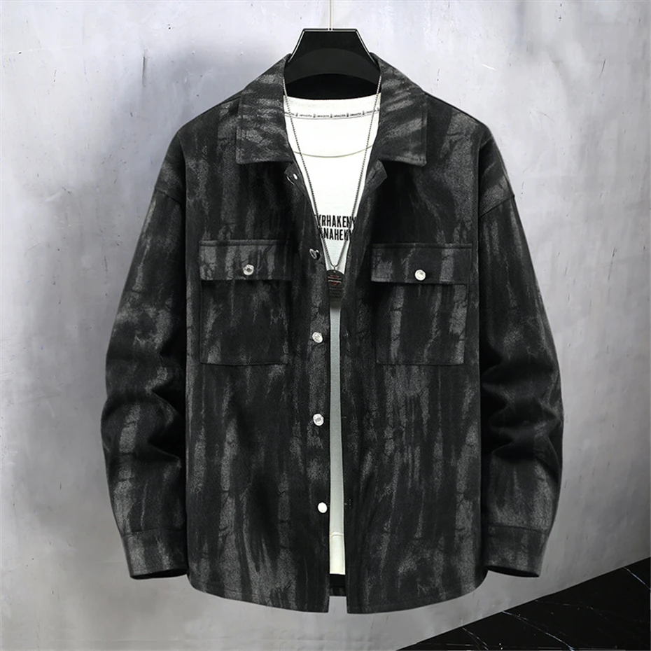 Vintage Gradient Tie-dyed Denim Jacket Men 11XL Plus Size Jean Jackets Coats Male Spring Autumn Cargo Denim Coat Big Size 11XL 3