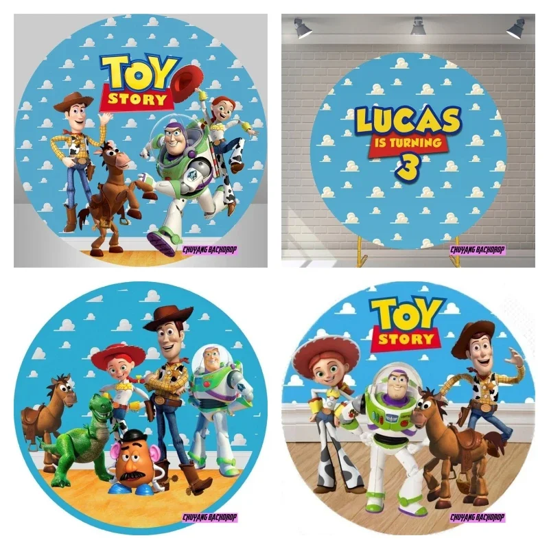 Woody Slinky Dog Toy Story Disney Fondale Baby Shower Bambini Ragazze Compleanno Baby Shower Decorazioni Per Feste Sfondo Rotondo In Tessuto