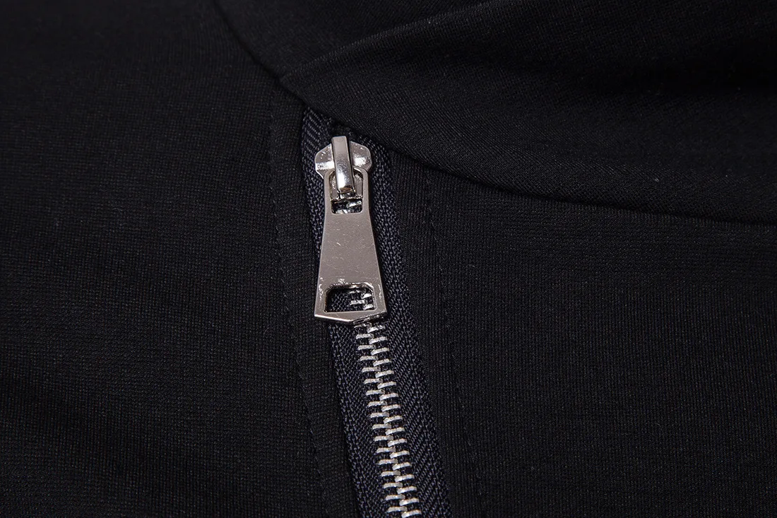 Fashionable Cotton European Size Knitwear Long Sleeve 2023 New Standing Neck Slim Fit Knitwear Panel Leather Knitwear Men