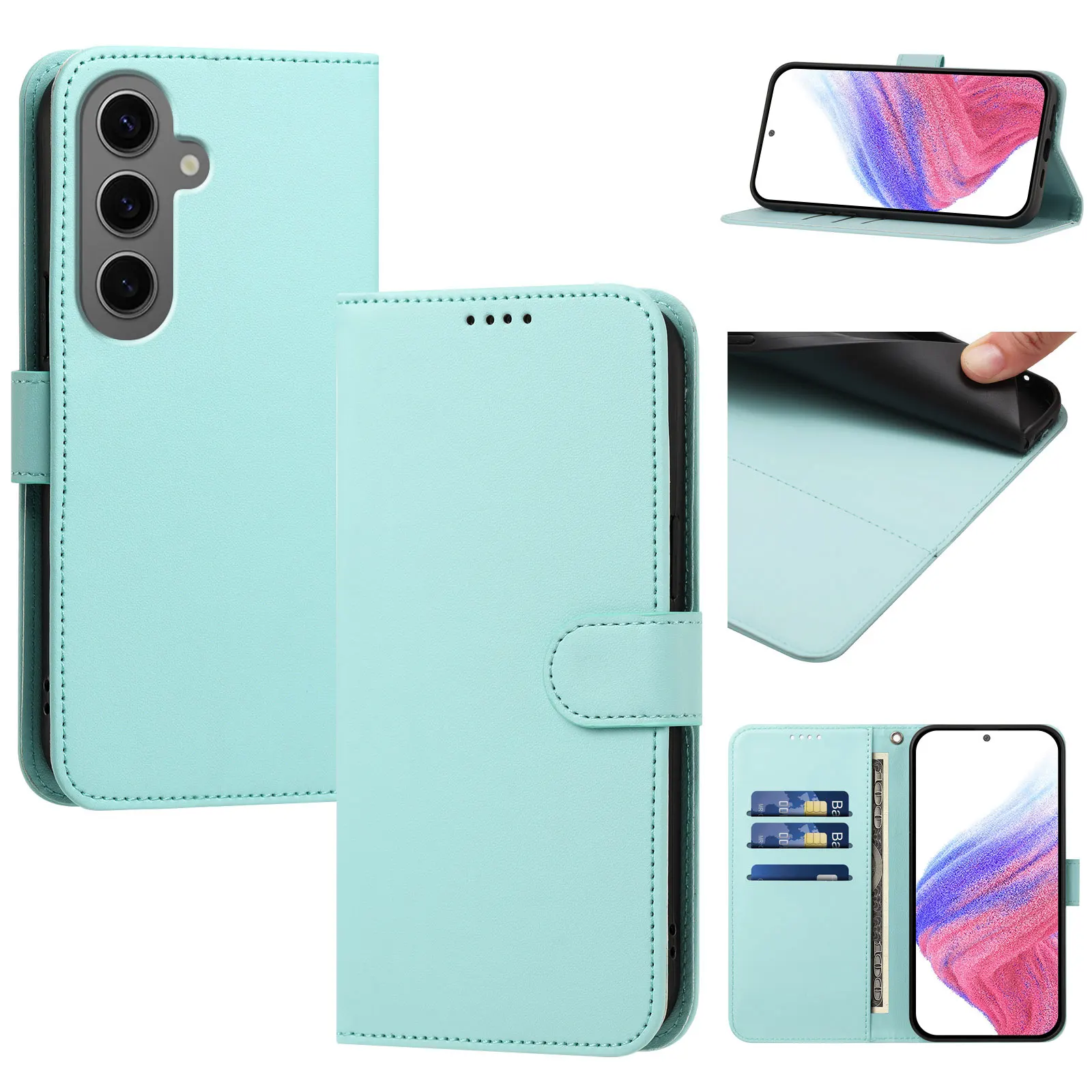 Luxury Leather Wallet Phone Case with Shockproof Bumper and Card Slots