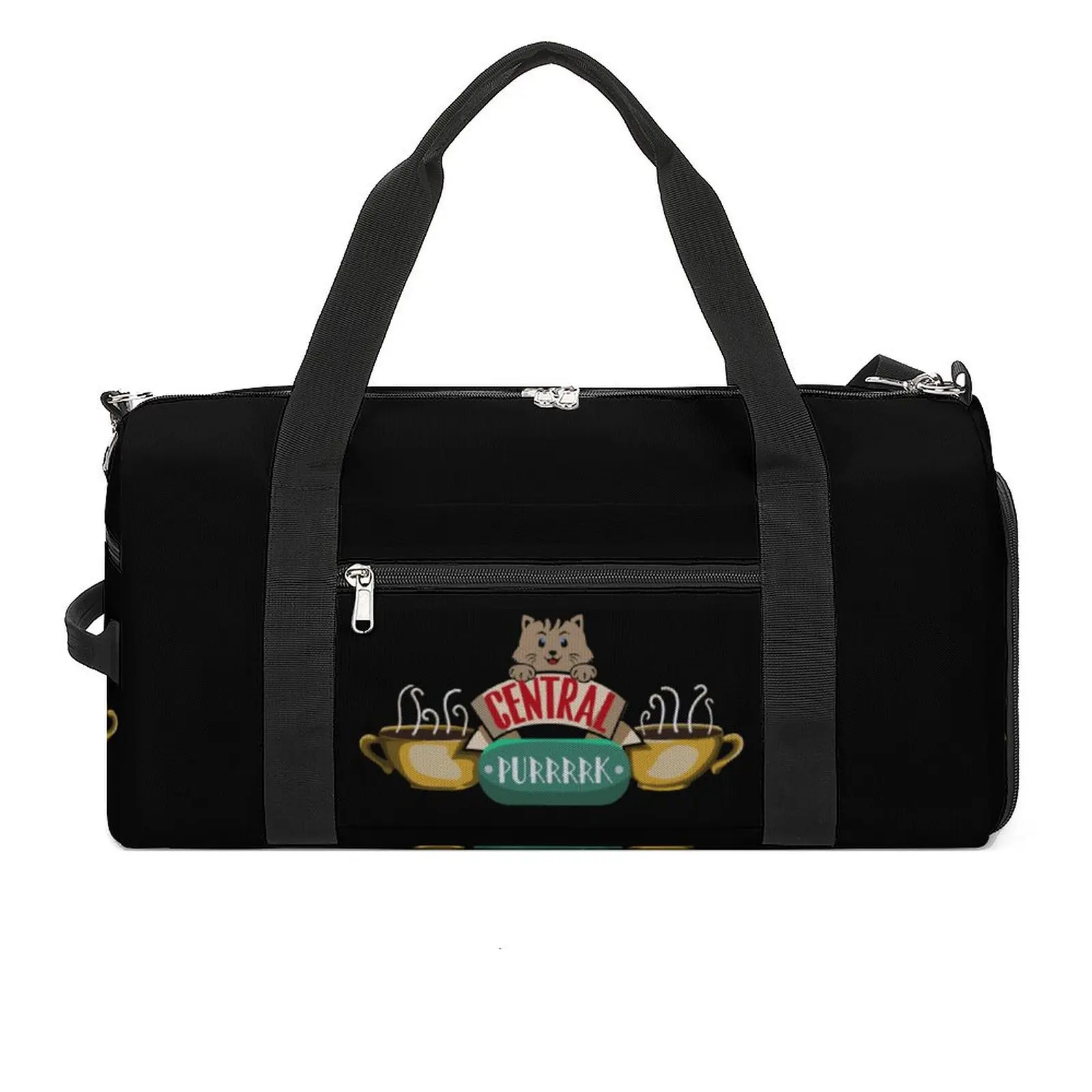 

Central Purrrrk Sports Bags Cute Cat Luggage Gym Bag Large Graphic Handbags Male Female Design Outdoor Fitness Bag
