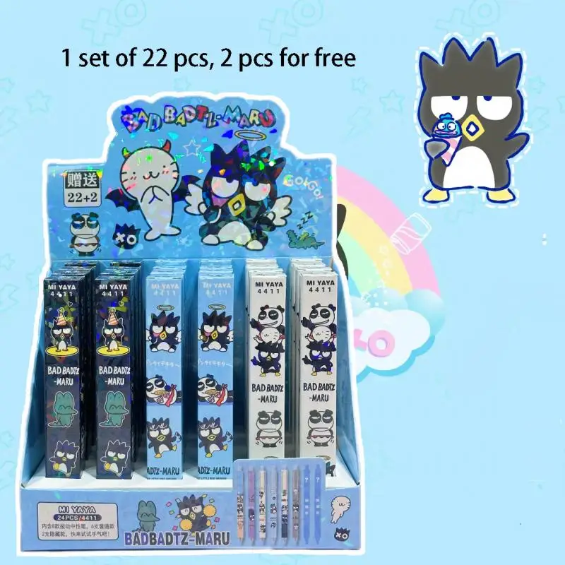 

24Pcs Kawaii Sanrioed Badtz Maru Gel Pen Cute Cartoon Blind Box Pen Student Stationery Press Pen Anime Peripheral Festival Gift