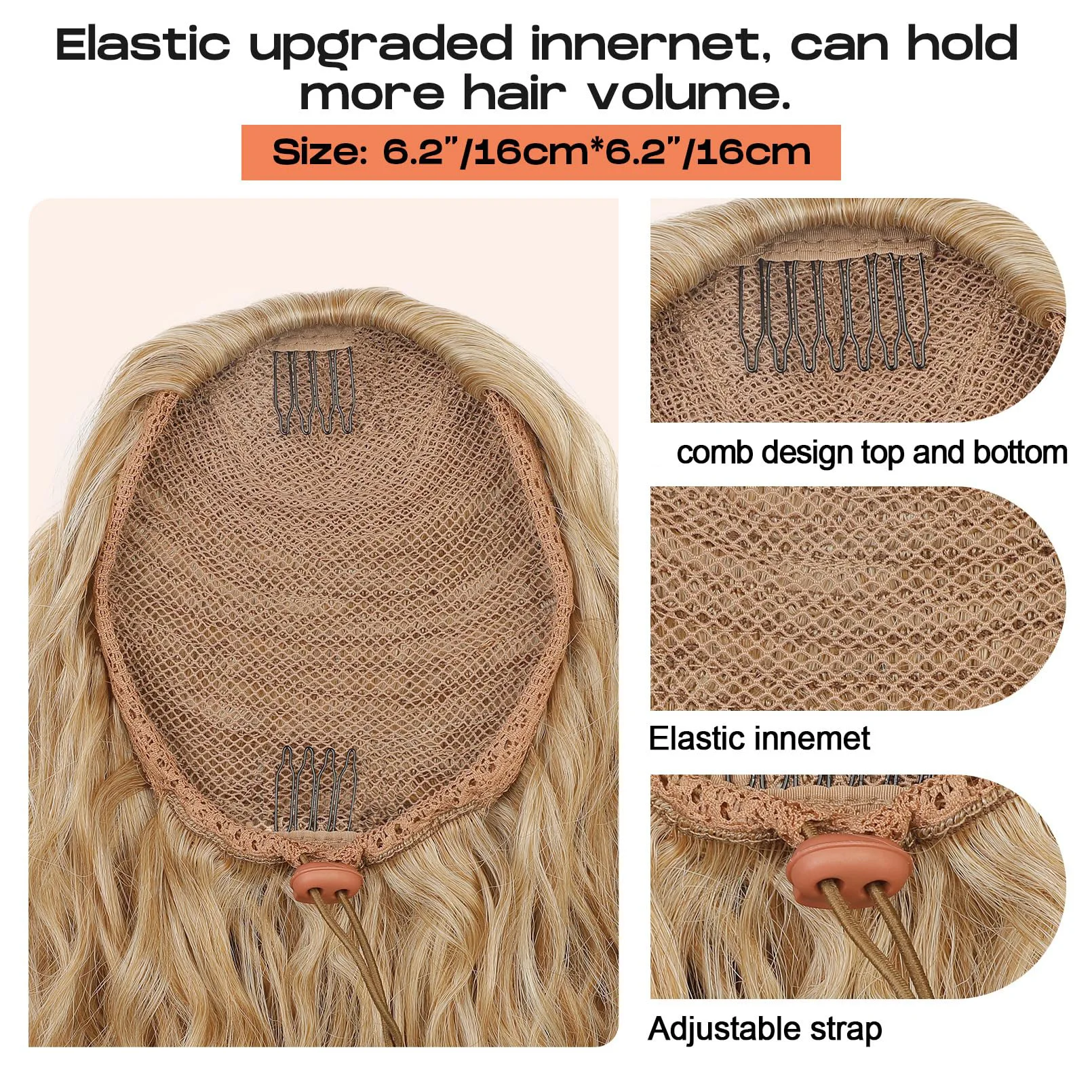 LUPU Ponytail Extension 36" Long Wavy Drawstring Ponytail Extensions Synthetic Clip in Hair Extensions for Women