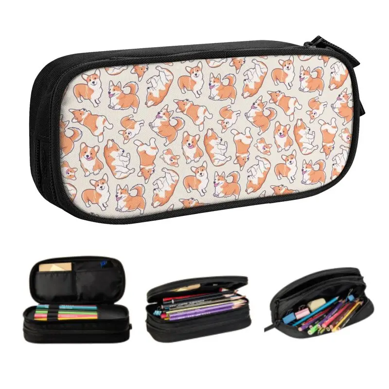 

Customized Cute Pembroke Welsh Corgis Pattern Cute Pencil Cases Girl Boy Large Capacity Pencil Bag School Accessories
