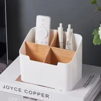 Multifunctional Compartment Storage Box Bamboo Wooden Desktop Organizer Cosmetic Stationery Remote Control Organizer 1