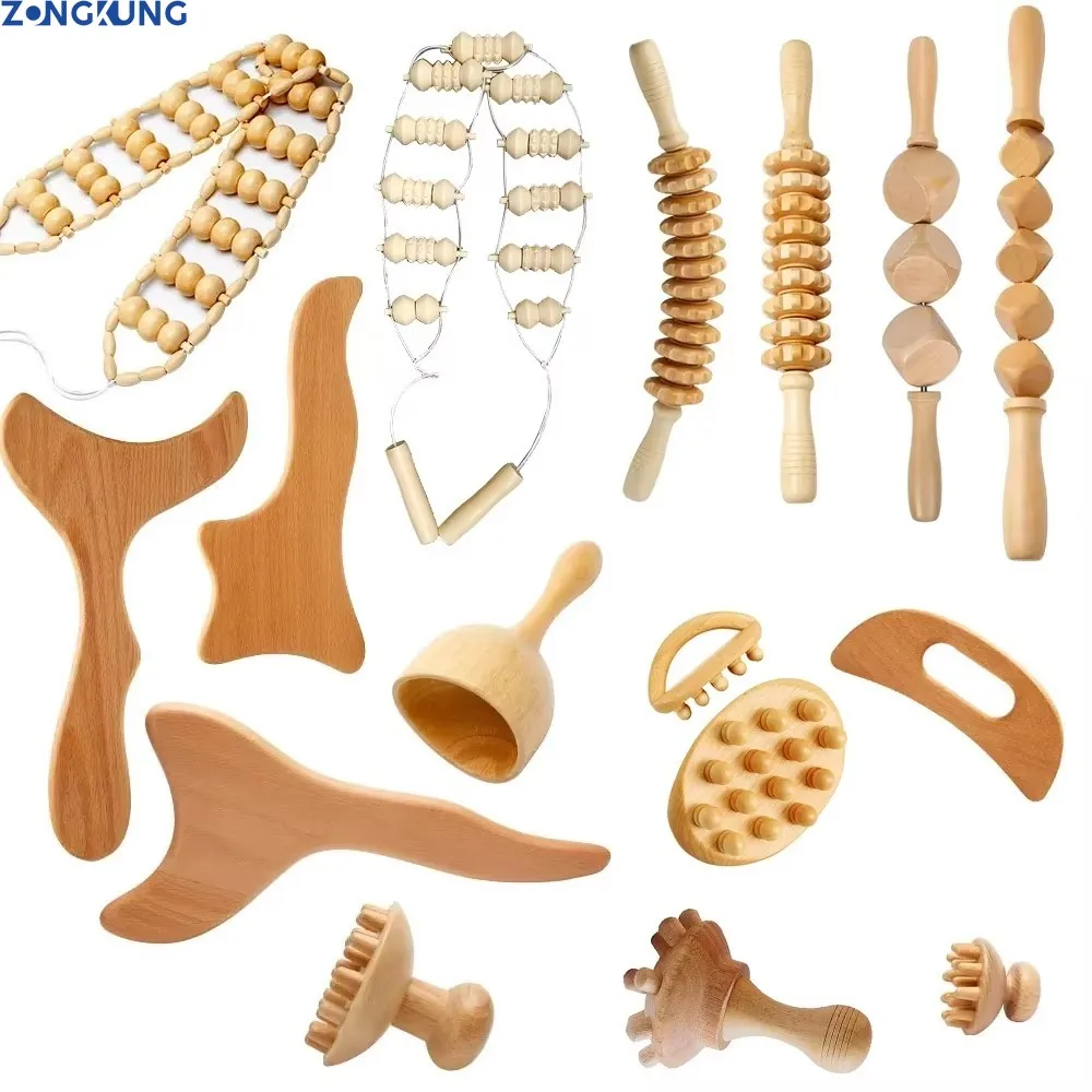 Gua Sha Board ZONGKUNG 1PCS Wooden Therapy Massage Sets Pain Relief Anti Cellulite Body Slimmling Gua Sha Back Massager Maderoterapia Corporal Massage Tool Muscle Massager Cellulite Massager Roller