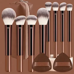 Deluxe Black Glossy Makeup Brush Set - Professional Face & Eye Kit, 11 Pieces (11Pcs)