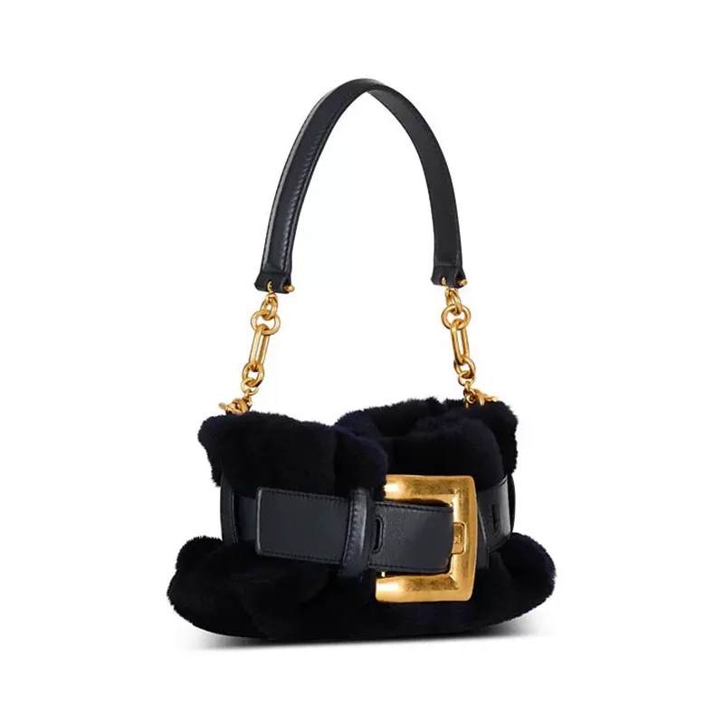 Women's plush Shoulder Bag Fashion Brand High-quality Handbag Elegant Banquet Bag Belt Buckle Versatile Commuter Crossbody Bag