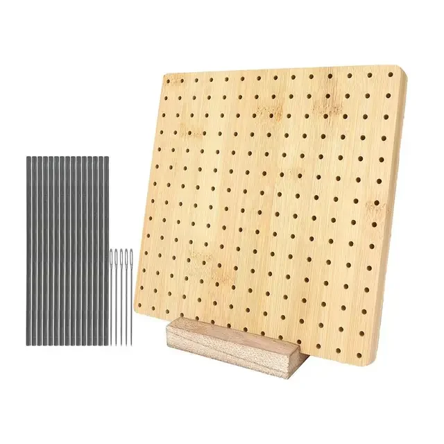 Tavola Per Blocchi All'Uncinetto In Legno - Con 20 Perni E 5 Aghi - 23,5x23,5 Cm - Per Granny Square - Foto 11