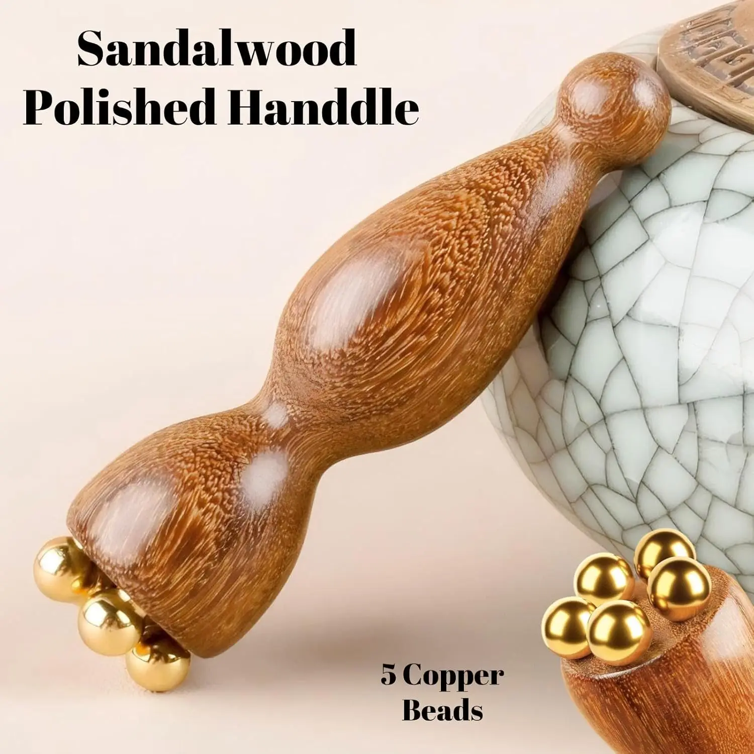 Mini Facial Massage Tool for Eye Massage Facial Meridian Brush Handle Copper Massage Beads for Face and Eyes SPA Gua Sha Tool