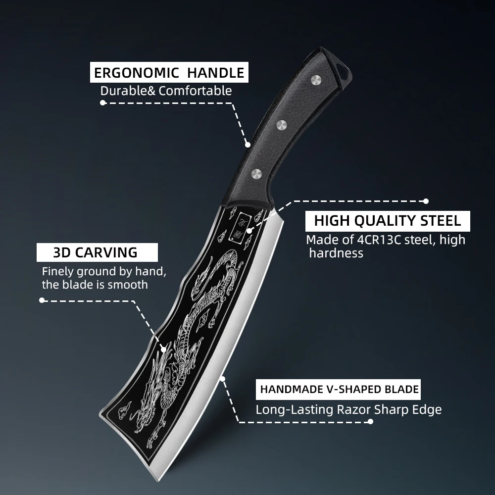 kitchen knife Meat Cleaver Butcher Kitchen Knife Serbian Chef Knife With Sheath Choping Bone Cutter Handmade for Household