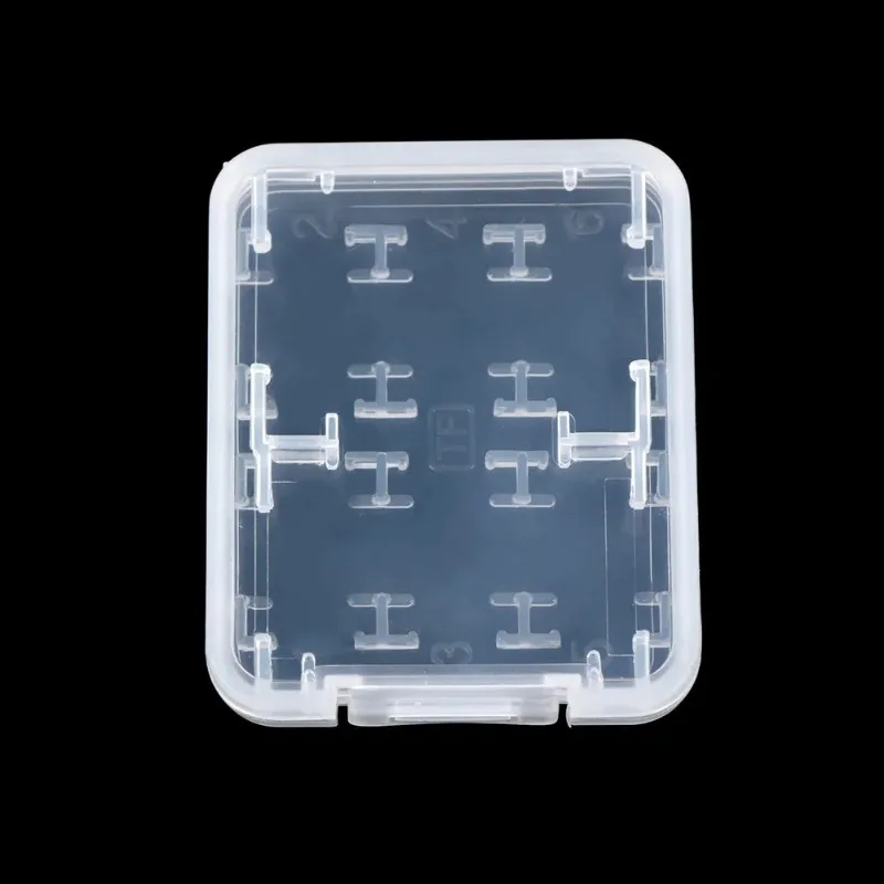 8 in 1 Protector Holder Plastic Transparent mini for SD SDHC TF MS Memory Card Storage Case 5/1pcs