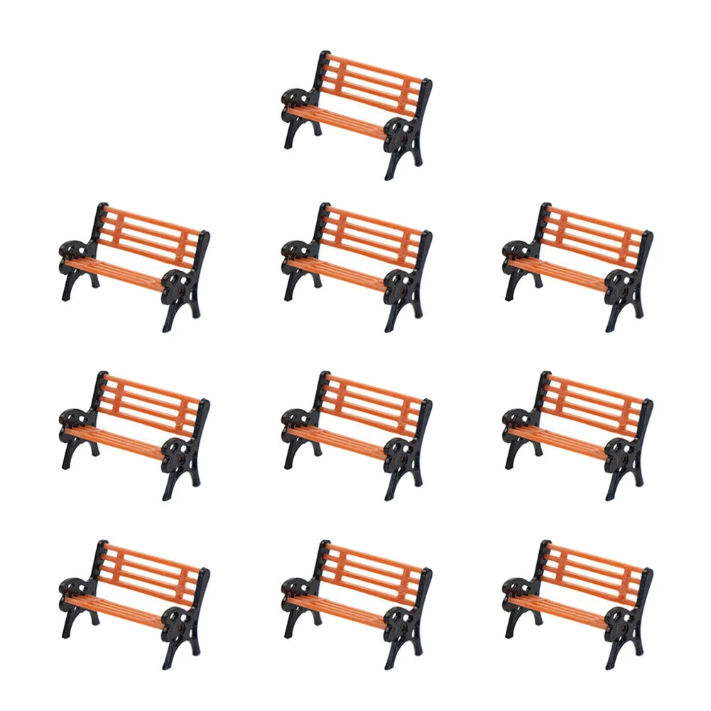 

10Pcs Model Train HO N O Scale 1:100 Bench Chair Model Settee Street Park Layout Plastic Crafts,Garden/Railway Layout