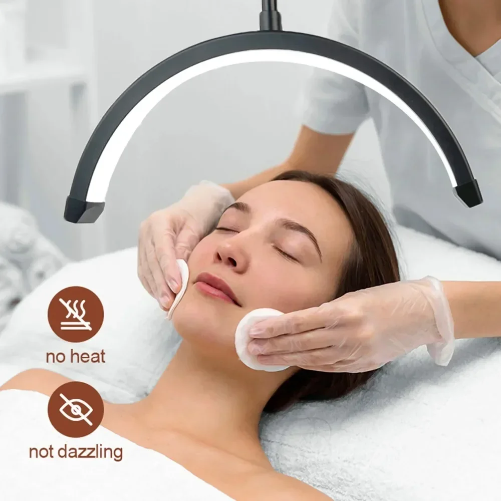 LED Half Moon Lash Light Temperature 3000K-6000K Floor LED Ring Lamp for Beauty Facials Skincare Tattoo Eyebrows Filming