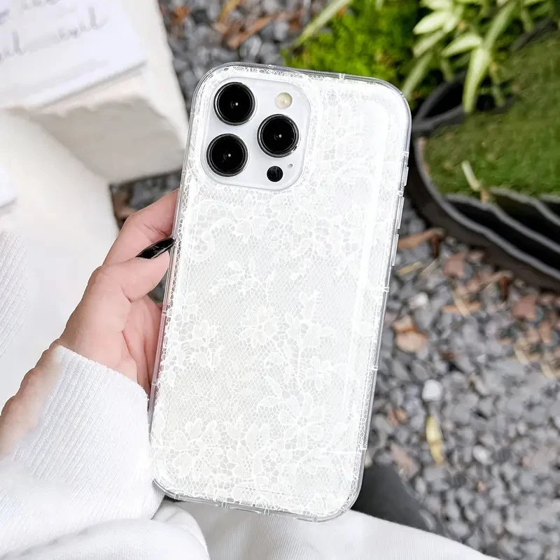 Elegant Lace Design Phone Case - Stylish Protective Back Cover