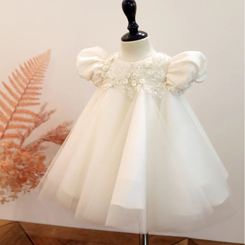 

Baby 1st Birthday Wedding Party Dress Girl Princess Robe Kids Lace Bow Dresses For Girls Baptism Clothes Teen Boutique Ball Gown