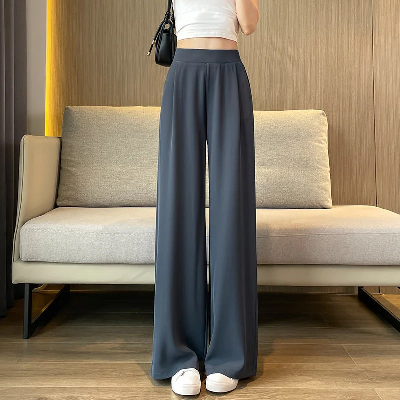 2023 New Spring and Autumn Large Size Suit Pants Women High Waist Wide Leg Casual Straight Wide Leg Pants Women