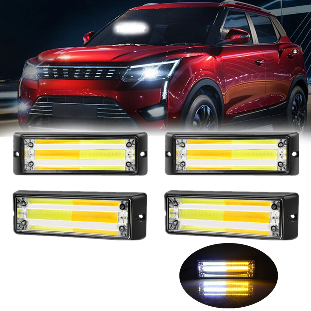 4Pcs Strobe Led Light Cob Car Lampeggiante Avvertimento Pericolo Flash Luce Stroboscopica Dash Car Truck Emergenza Beacon Fanale Posteriore 12V-24V