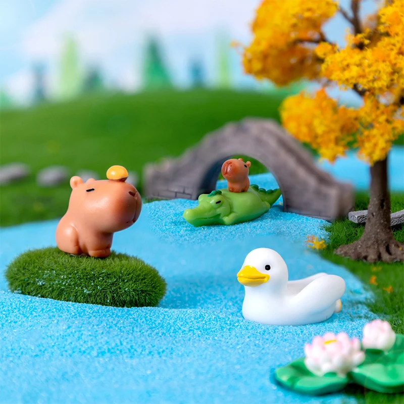 Miniature Cartoon Capybara Model Figurine Desk Garden Landscape Ornament Resin Craft Home Office Decor Car Desktop Decor Gifts 4