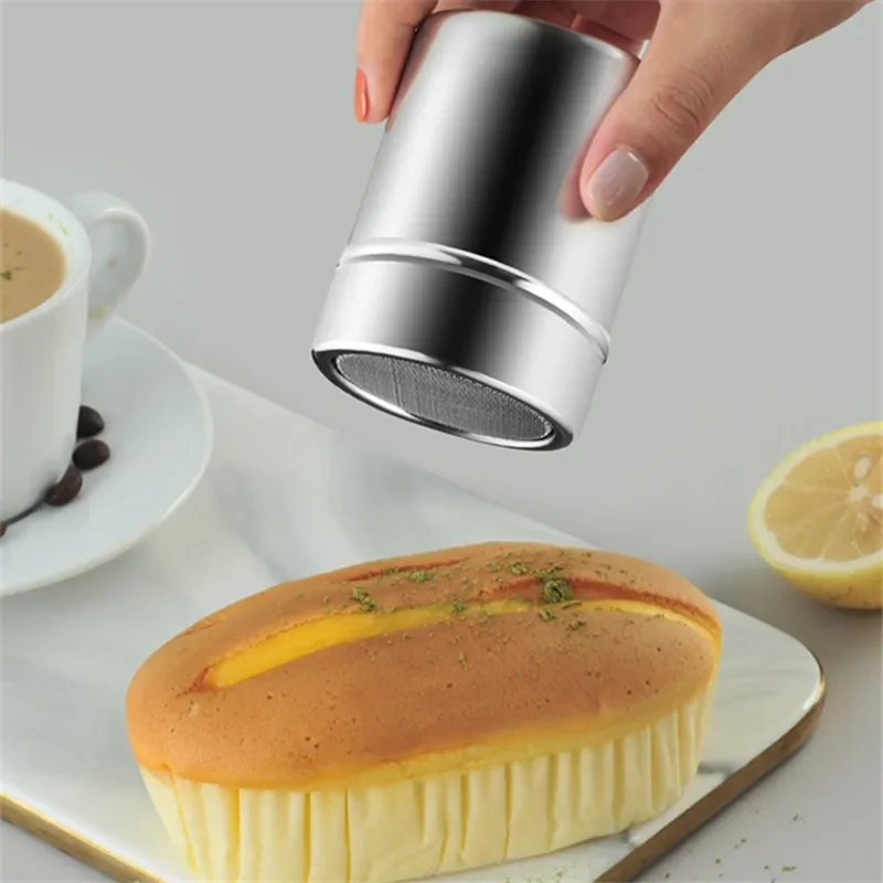 Stainless Steel Powder Sprinkler Kithen Powder Distributor with Dense Hole Cocoa Cinnamon Sugar Gauze Mesh Jar Seasoning Bottles seasoning bottle,powder sifter
