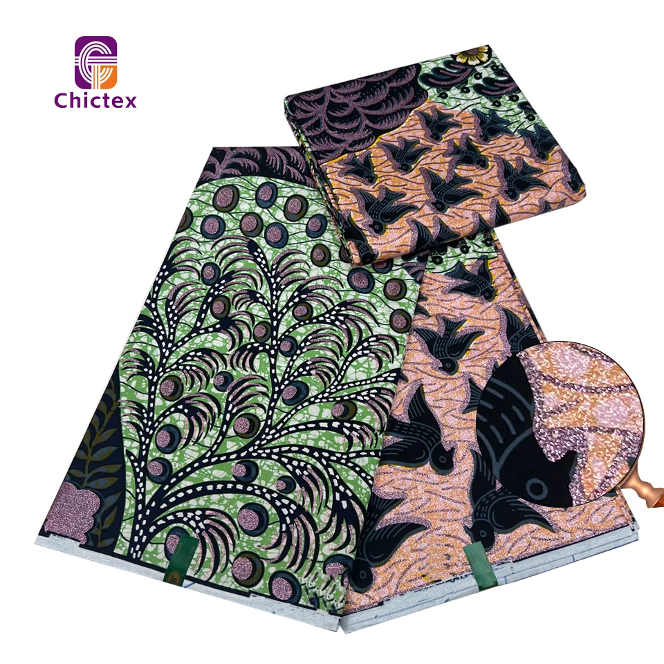 Ankara Fabric African Wax Printed Fabrics Grand Super Glittter Wax