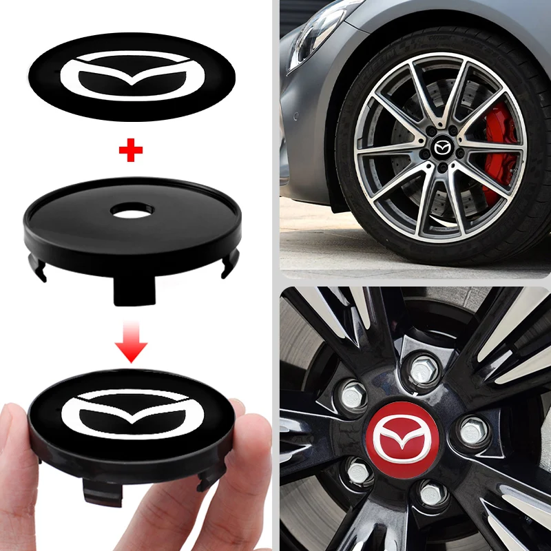 4pcs 60mm Car Wheel Center Cover Hub Cap Auto Decoration Accessories For Mazda 2 3 5 6 323 626 CX3 CX5 CX7 MX5 RX8 Atenza Axela wheel hub covers wheel hub caps