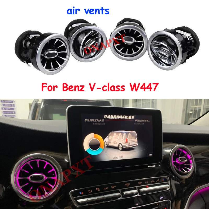 

For Benz V-class W447 V260 Led Door Dashboard 3/64 Color Footwell Air Vent Lamp Interior Outlet Nozzle Decorative Lamp Turbine
