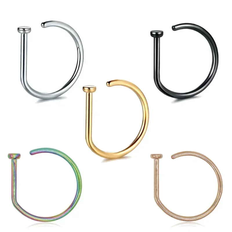 Nose Rings Piercing Jewelry Body Jewelry Nose Studs Body Piercing Earrings Ear Piercing Jewelry Metal Jewelry Fake Non Piercing Stainless Steel Nasal Ring For Women Men