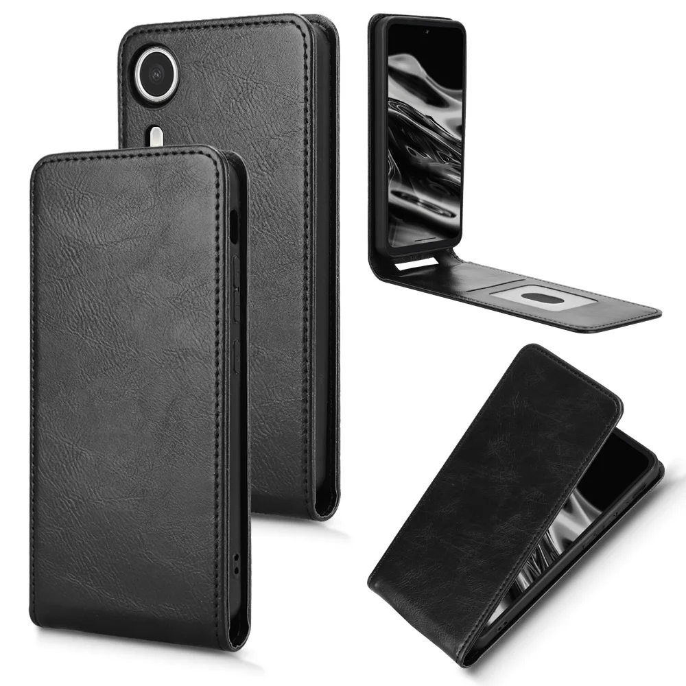 Retro Smooth Leather Flip Vertical Case with Card Holder for Phone Bags - Beam Pro Edition