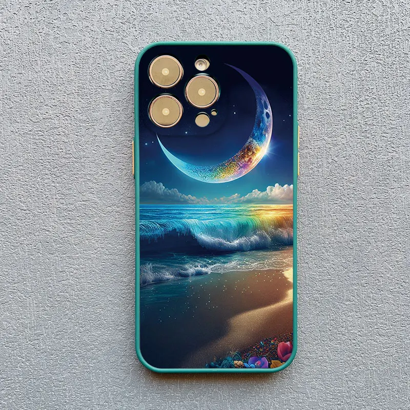 The Starry Night Art Aesthetic Beach Night View Phone Case For iPhone 15 11 Pro Max 14 Plus 7 8 XS X XR 13 12 Pro Max Mini Cover