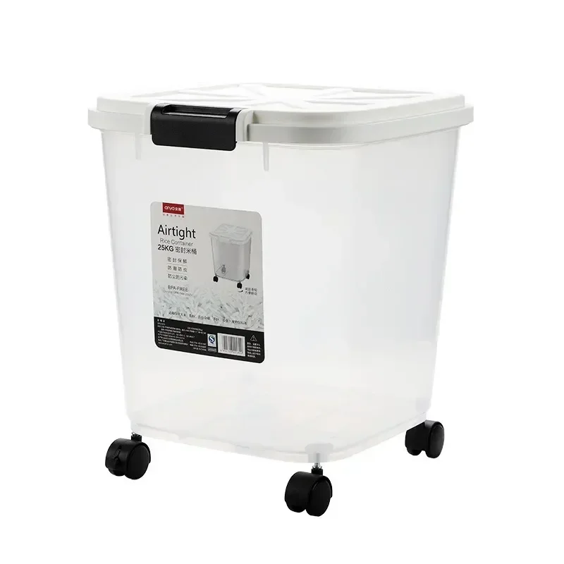 

Flour 20 Household 50 Flip Tidal Kitchen Sealed Grain Kg Storage Barrel Pet Box Rice Food Cat