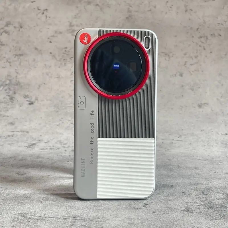 Elegant Vertical Striped Leather Case with Camera-Style Protection and Shockproof Bumper