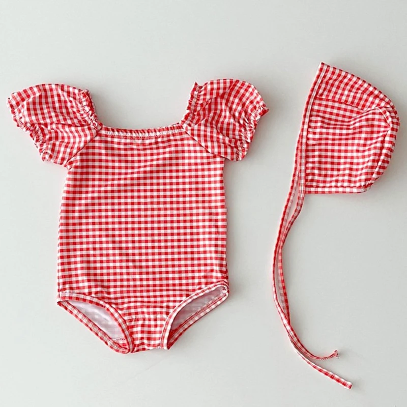 Kids Baby Girls Swimwear Summer Baby Girls One-piece Swimsuit Children's Clothes Short Sleeve Printing Sandy Beach Swimwear