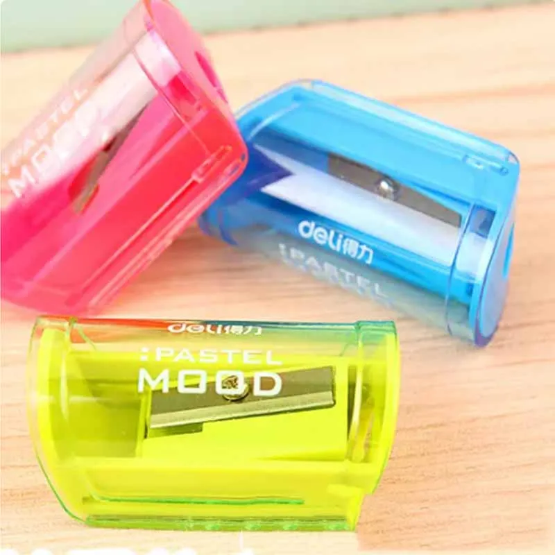 1PC 캔디 컬러 투명 연필 깎이 - 학교 사무용품을 위한 플라스틱 표준 연필 커터