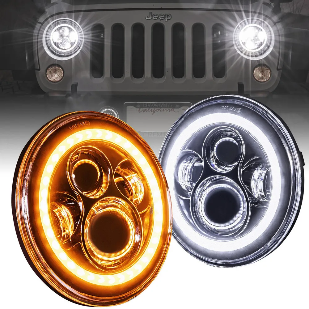 

Передние фары 7 дюймов для Jeep Wrangler Niva Lada 4x4, фары в сборе для дневных ходовых огней, дальний и ближний свет, УАЗ Урал