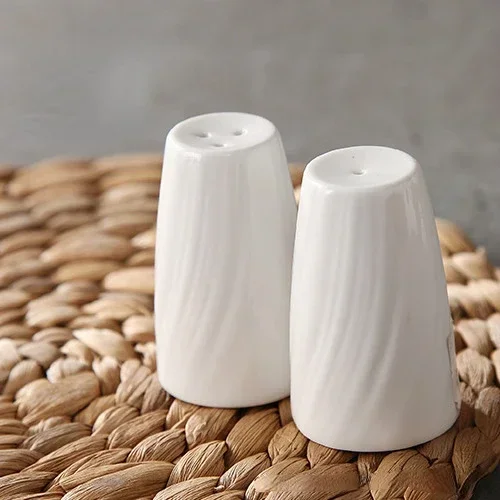 Ceramic Spice Jar Set - White Condiment and Seasoning Storage Container