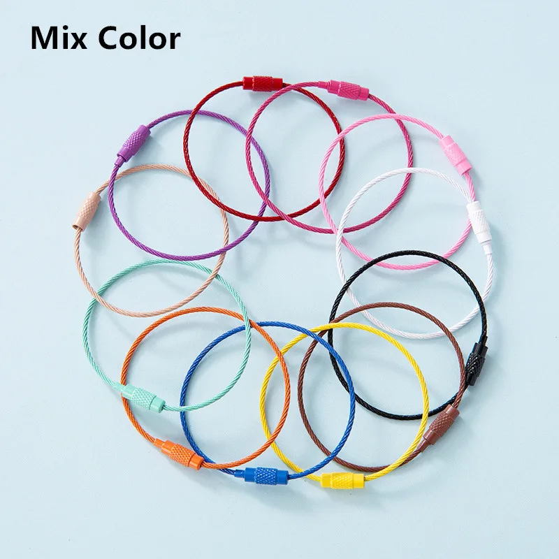 10pcs Colorful Keychain Wire Rope Key Ring for DIY