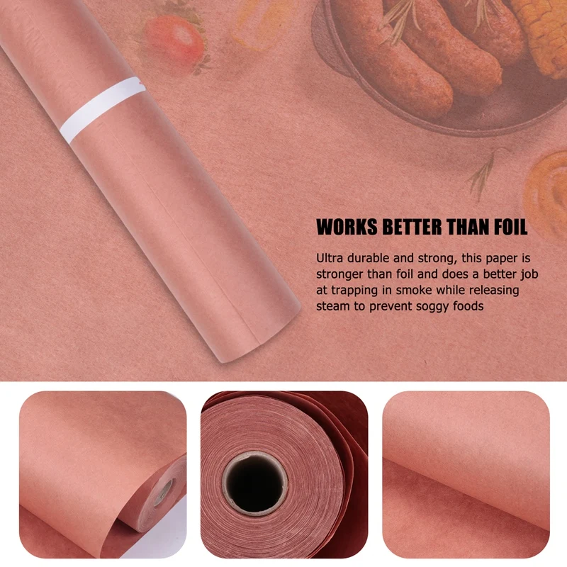 Kraft Brown Butcher Paper Roll - All Natural, USA Made Wrapping for Arts & Craft, Packaging, BBQ, Smoke Meat, Brisket - FDA Approved Food Grade