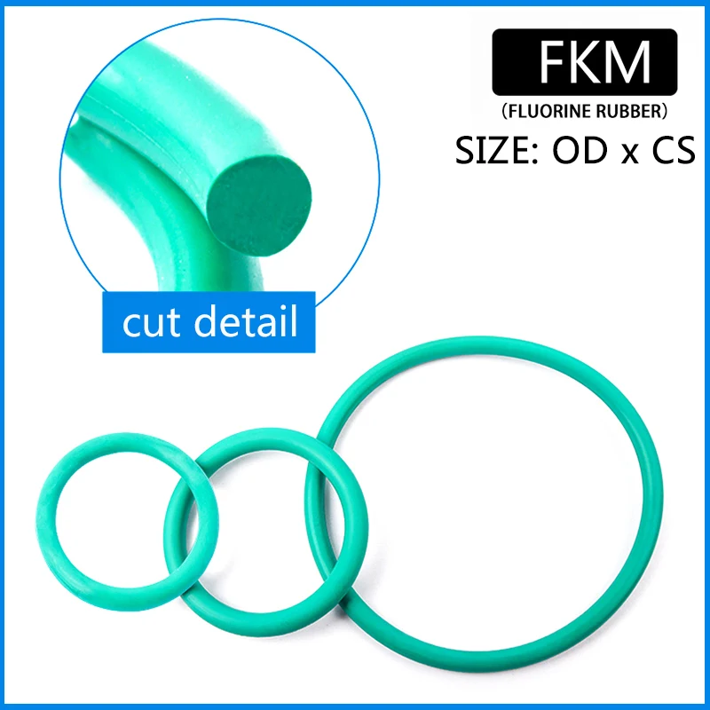 150PCS Fluorine Rubber FKM Sealing O-rings OD 6mm-30mm CS 1mm 1.5mm 1.9mm 2.4mm Green Gasket Replacements Kits FQ028-029-030-031