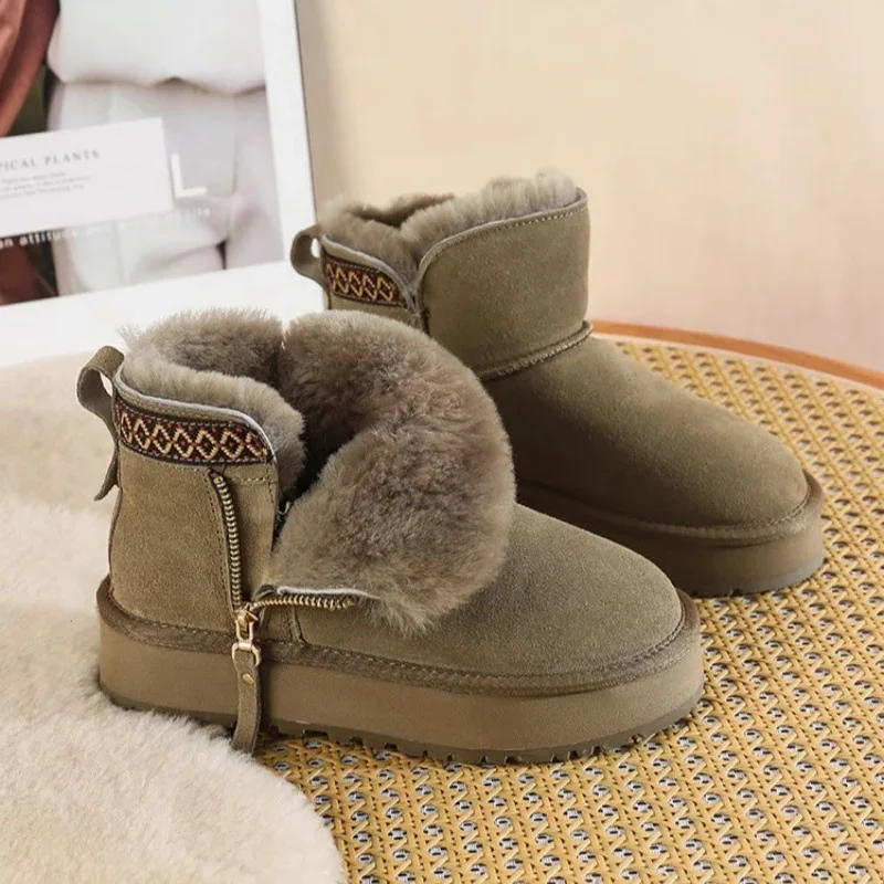 Fashion Winter Velvet Padded Warm Thick Soled New Women'S Snow Boots Zipper Short Boots Wearing Cotton Shoes