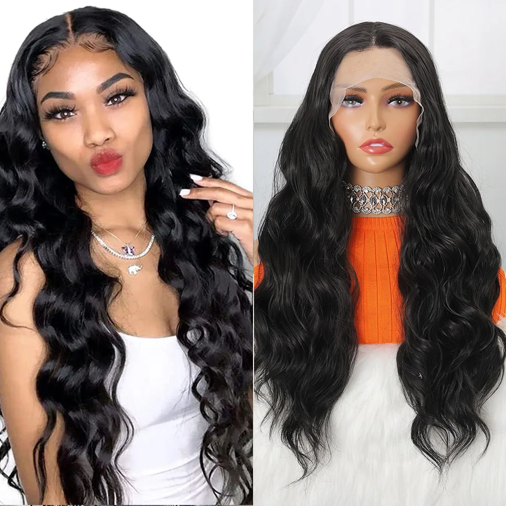 Body Wave Lace Front Wigs for Women Glueless Synthetic Natural Wigs Blonde Pink White Colored Wigs for Daily Use