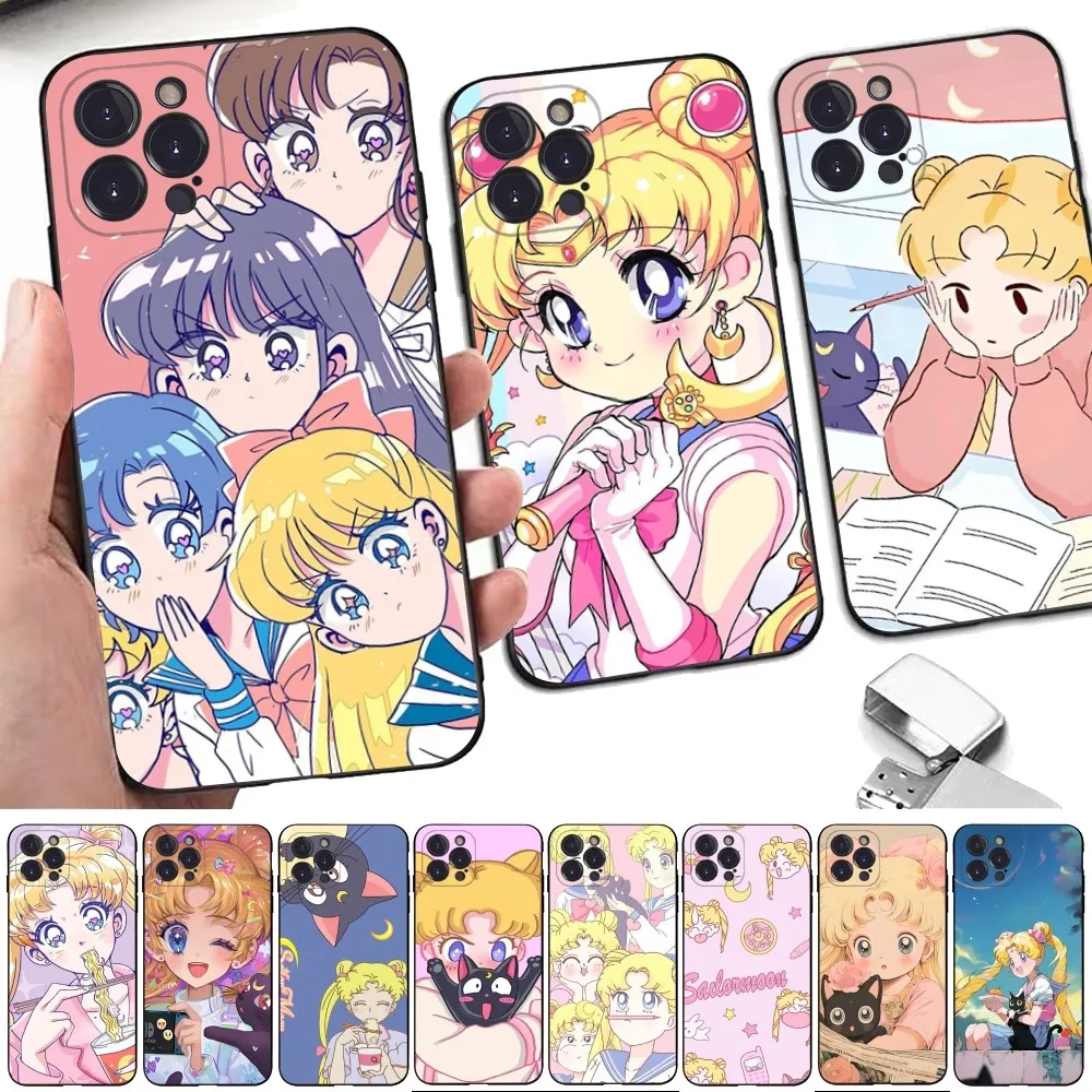 

S-Sailor Cartoon Girl Moon Phone Case For IPhone 15 14 13 12 Mini 11 Pro XS Max X XR SE 6 7 8 Plus Soft Silicone Cover