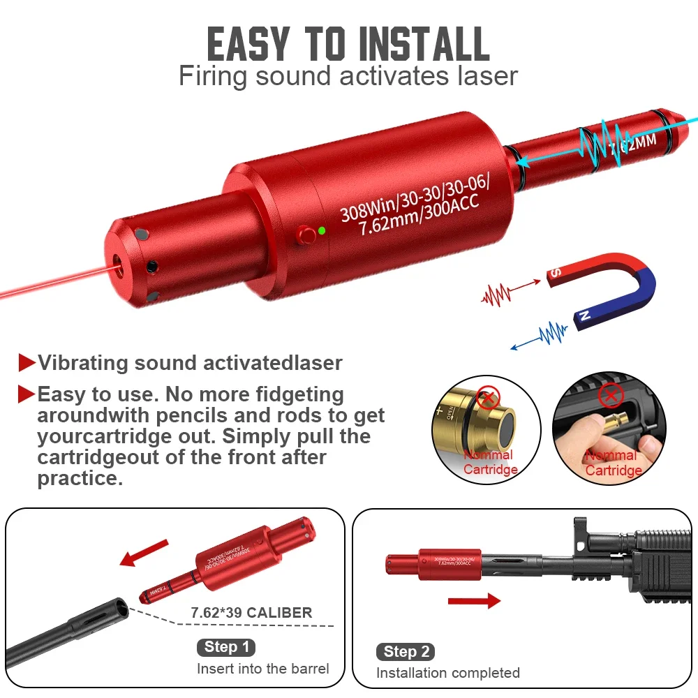 7.62 300ACC dual-purpose magnetic suction laser training bullet red dot laser training bullet dry powder bullet