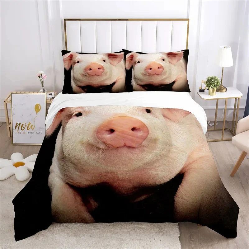 

Pig Duvet Cover 3Pcs Lovely Animal Printed Bedding Set Cute Pet Comforter Cover King For Kids Boys Girl Children Bedroom Decor