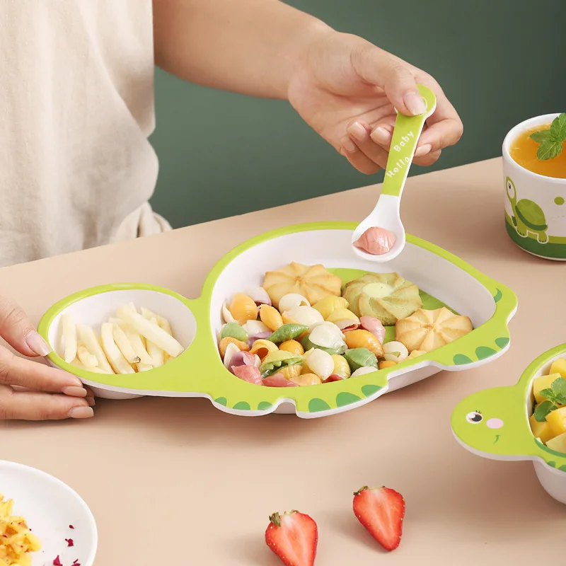 Kids Cups Set Natural Bamboo Fiber Baby Cup Toddler Water Suit Cartoon Animal Cute Creative Children Cup Daily Use Cups baby tableware set baby drinking cup