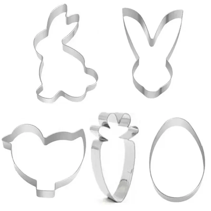 Easter Stainless Steel Cookie Cutter Mold Bunny Eggs Carrot Biscuit Moulds Baking Pastry Accessories Happy Easter Party Supplies cookie cutter cookie mould cookie printing mold baking mold