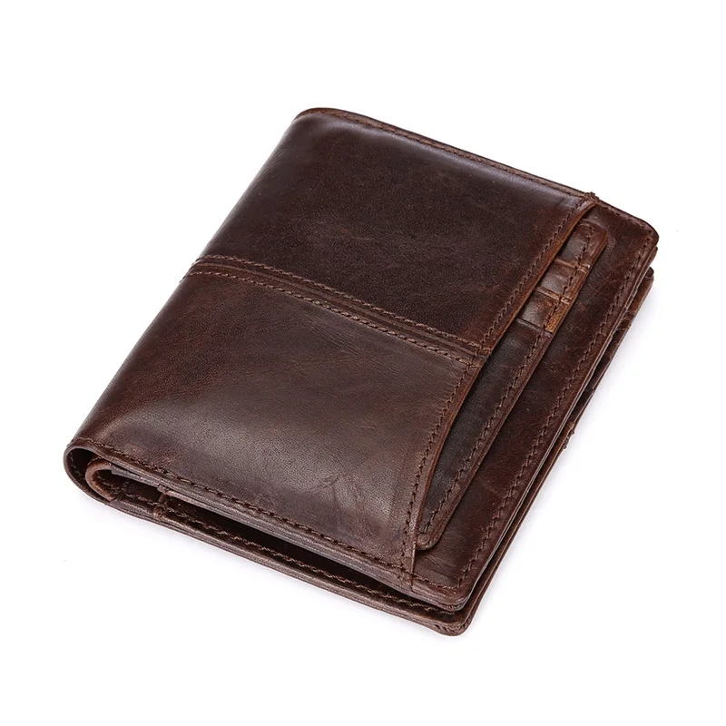 Vintage Leather Men's Wallet Short Style Retro Oil Wax Cowhide Money Clip Genuine Leather Men's Wallet