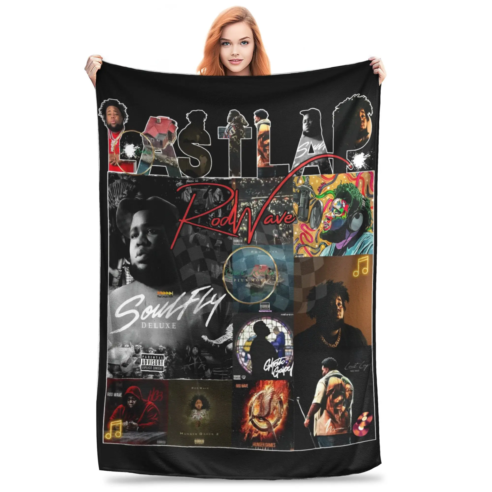 Rod Wave Hip Hop Rapper Blanket Cover Singer Last Lap Album Flannel Throw Blanket Portable Lightweight Multi-function Thin Quilt 4